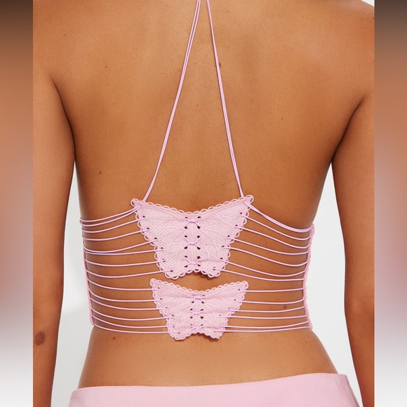 Just like a butterfly pink skirt set two piece pleated skirt and adjustable top - Picture 4 of 6